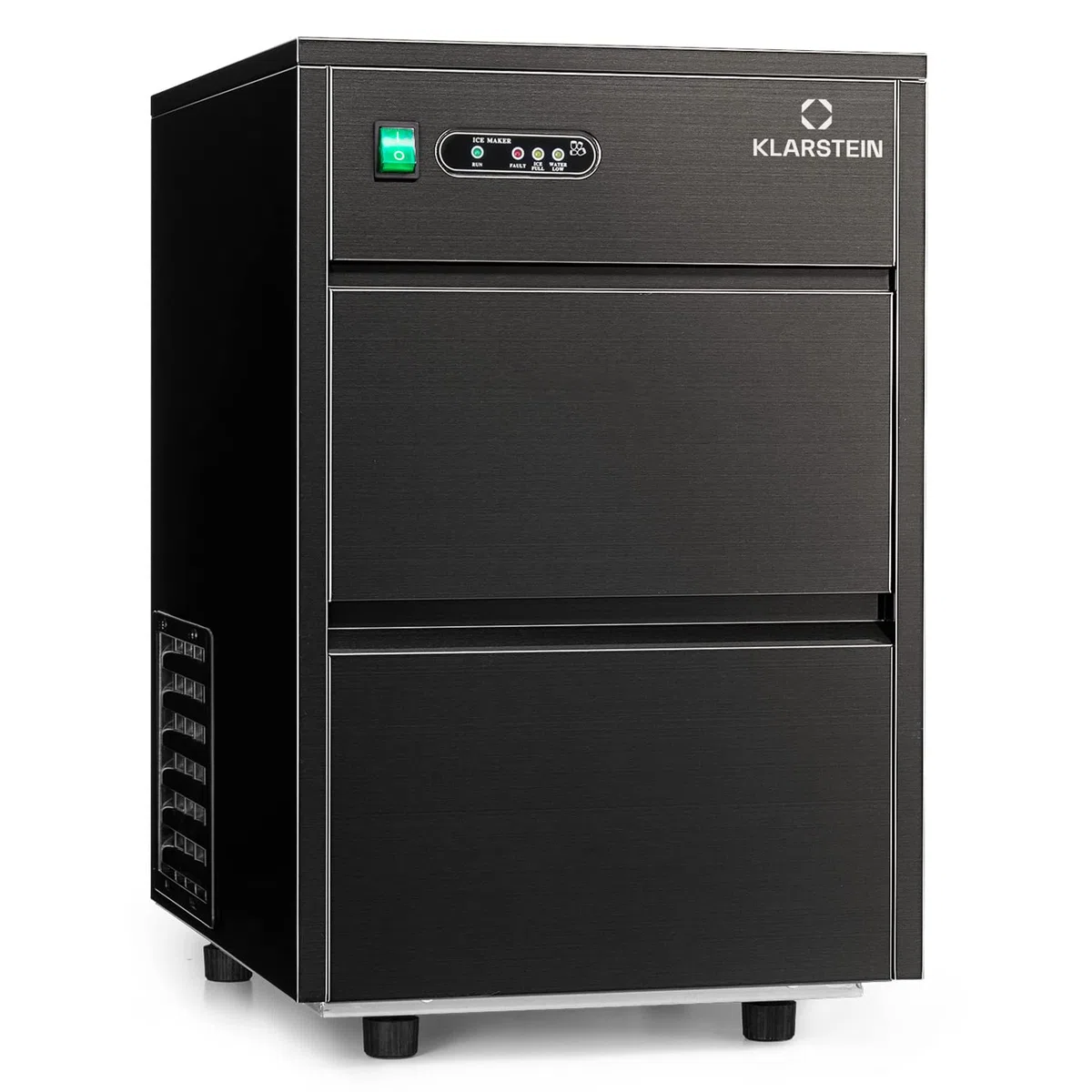 Klarstein Powericer Macchina Ghiaccio Casa 145W, Professionale, Fabbricatore Ghiaccio Secco fino a 20kg, Cubetti di Grandi e Piccole Dimensioni, Serbatoio 3.5kg