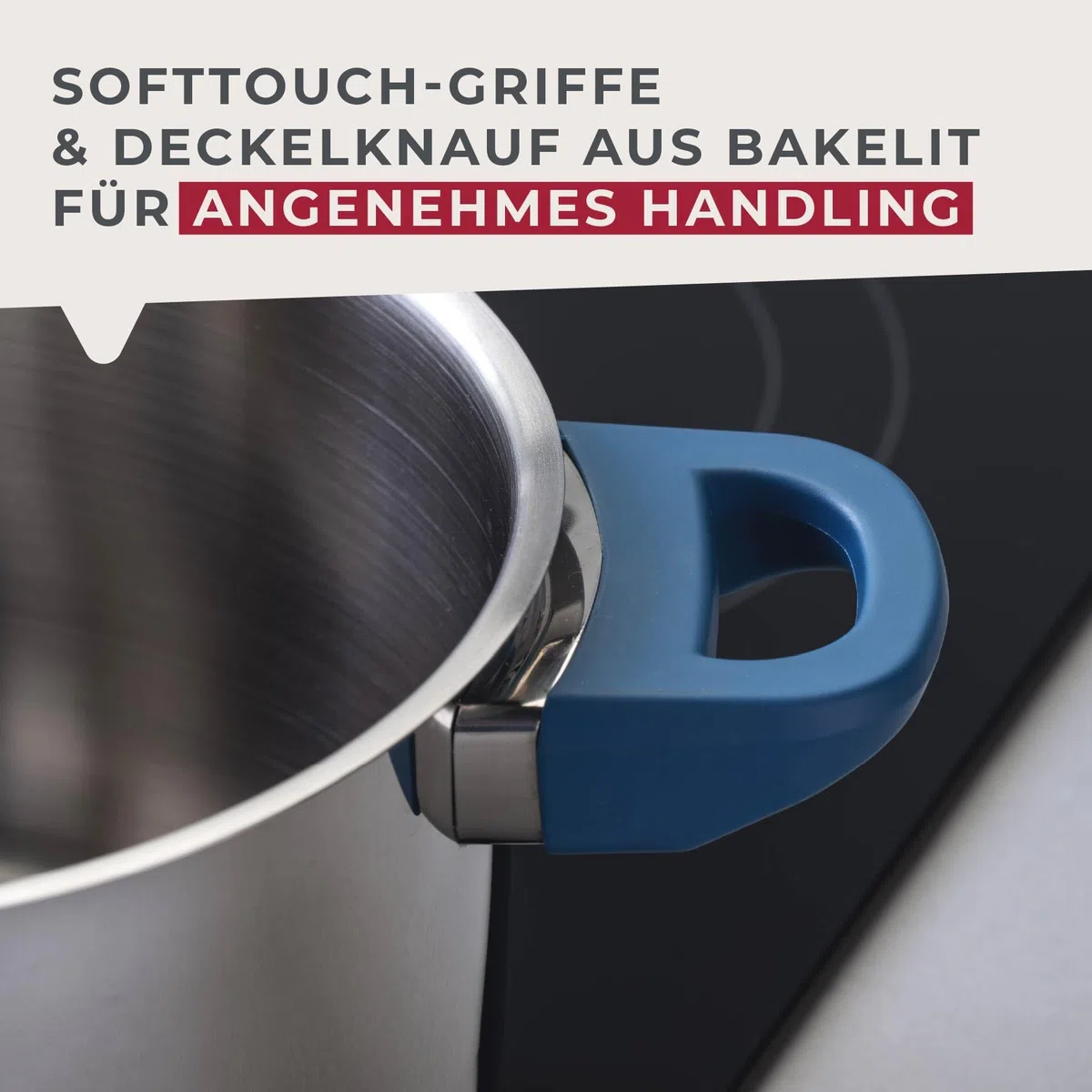 Fackelmann Pentola Essential Ø 16 cm, in acciaio inox, con manici ergonomici in bachelite, adatta a tutti i piani cottura, con scala litro