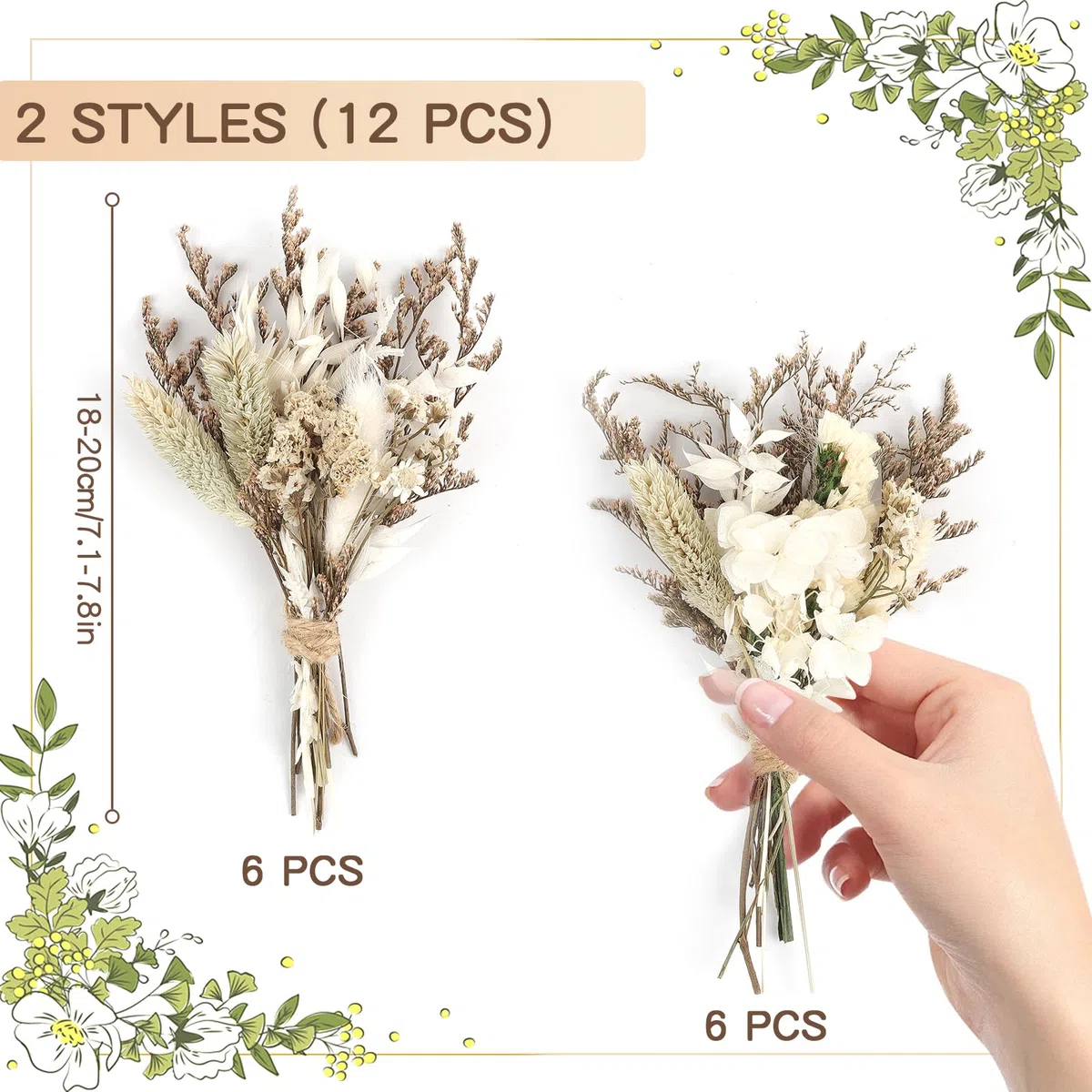 12PCS Mini Fiore Seccato Bouquet Fiori di Selvaggio Seccati Fiori Seccati Mini Fiore Seccato con Stelo per DIY Photo Props Vaso Decorazione Matrimoniale
