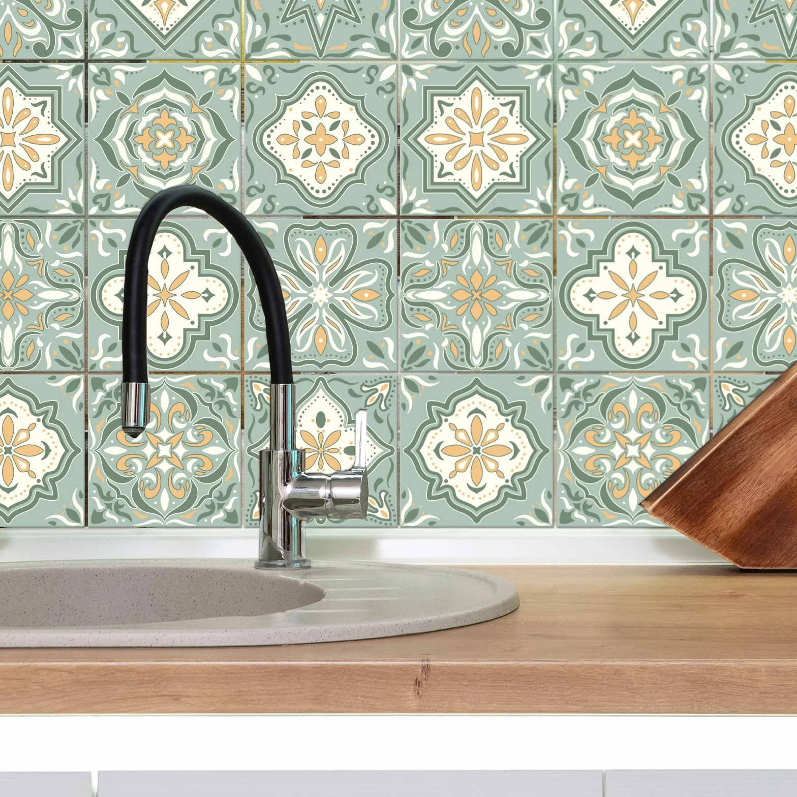 CHGCRAFT 36 Pezzi Adesivi per Piastrelle Verde e Giallo Guscio 10x10cm Adesivi da Parete Impermeabili Rimovibili in PVC Adesivi per Piastrelle Decorativi per Cucina Bagno Parete Tavolo Ufficio