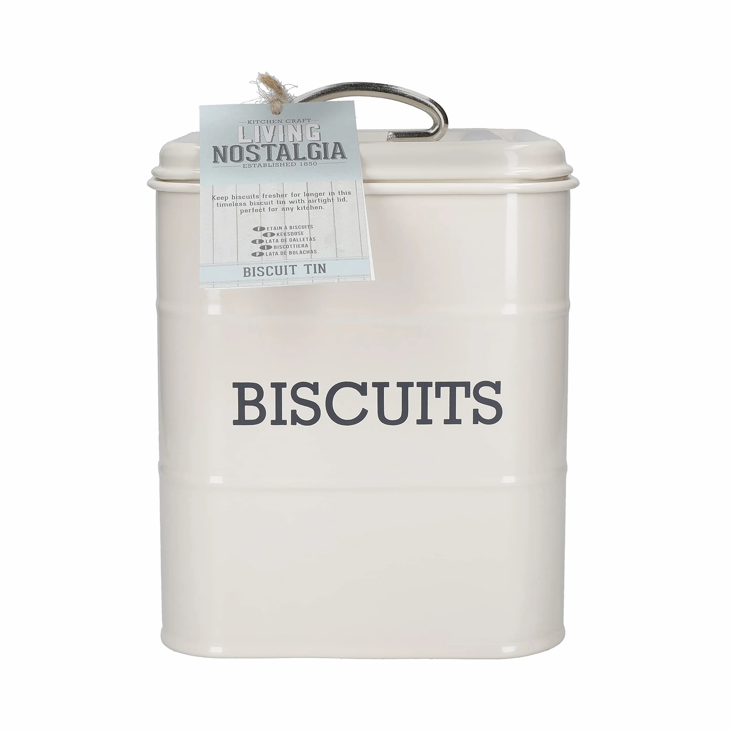 KitchenCraft Nastro, Biscottiera , Bianco,14.5 x 19 cm