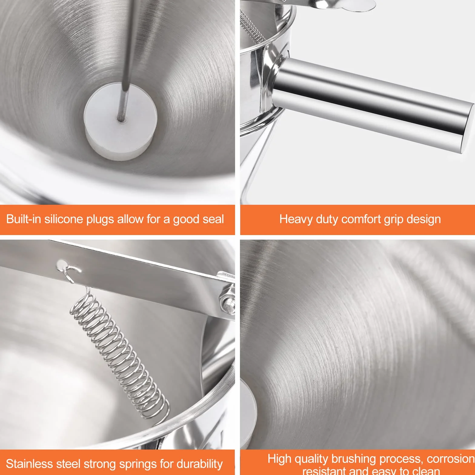 Sopito Imbuto Cucina, Dispenser per Pasta 600ml in Acciaio Inox, Multi-Calibro, Ideale per Frittelle e Dessert