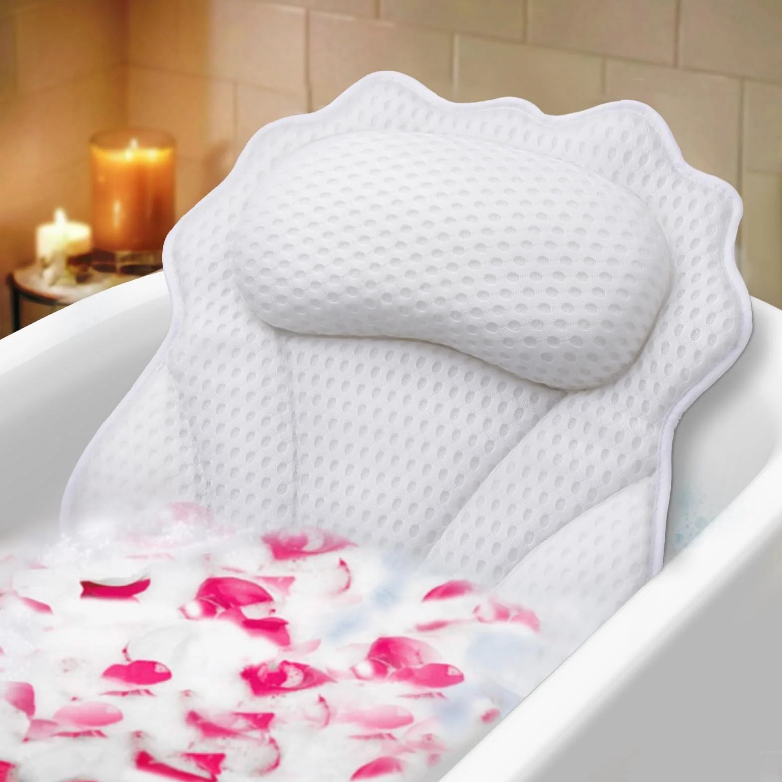 RUVINCE - Cuscino per vasca da bagno per donne e uomini, con 4 cuscini per vasca da bagno ergonomici, per collo, testa e spalle