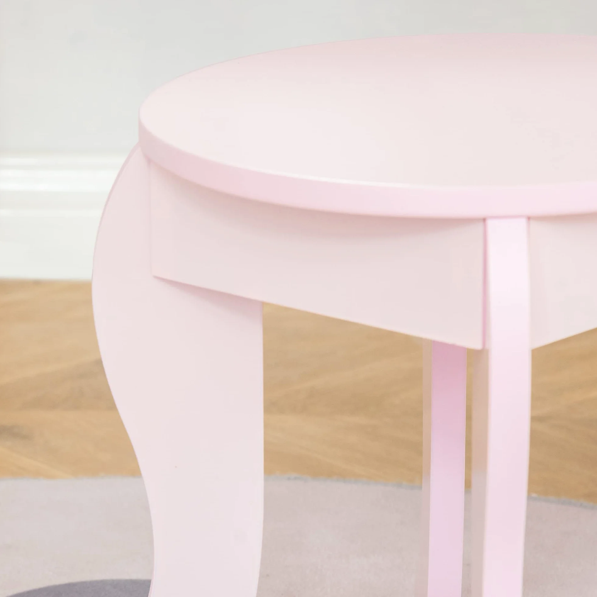 HOMCOM Toeletta Trucco Bambina con Sgabello in Legno, Postazione Trucco Bambina, Tavolo Trucco per Bambini 3-6 Anni con Specchio e Cassetto, Rosa