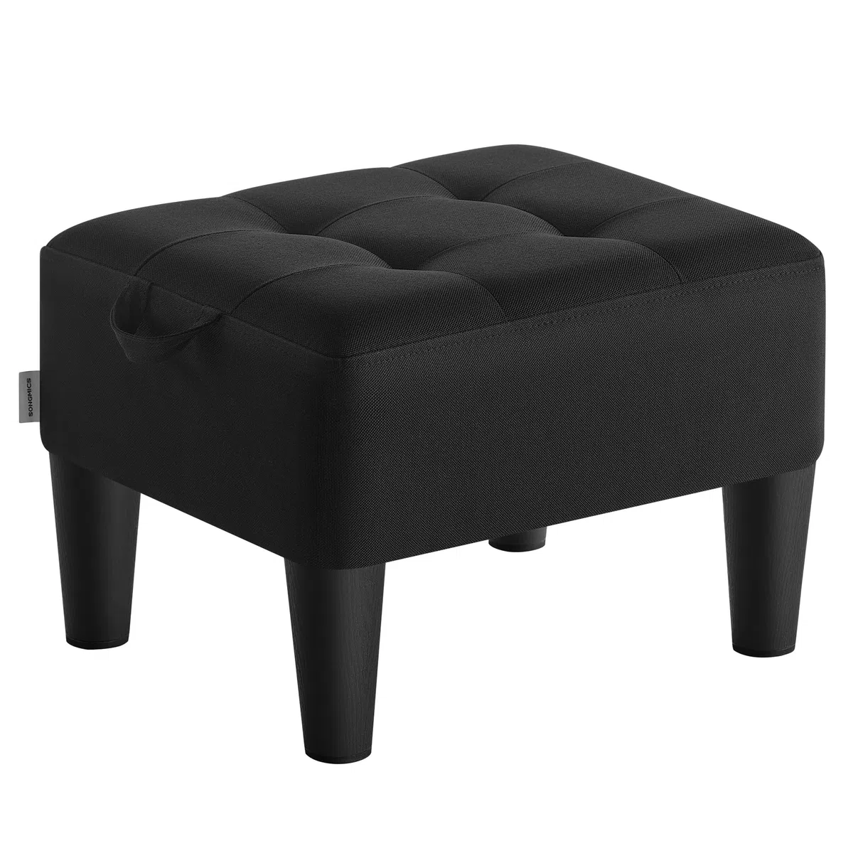 SONGMICS Sgabello Pouf Contenitore, Poggiapiedi in Tessuto Simil Lino, Imbottitura Spessa, Portata Fino a 150 kg, per Soggiorno, Camera da Letto, Ingresso, Nero Inchiostro LOM502B01