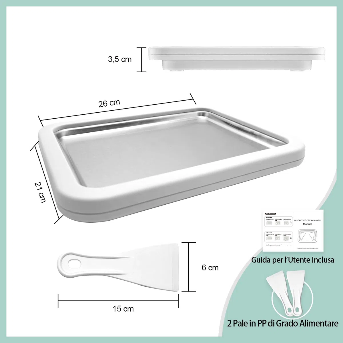 Macchina per il Gelato, Gelateria Con 2 Spatole, 26 x 21cm Macchine per gelato Soft Yogurt, gelato fatto in casa fai da te, Macchina Gelato Casa (Bianco, One Size)