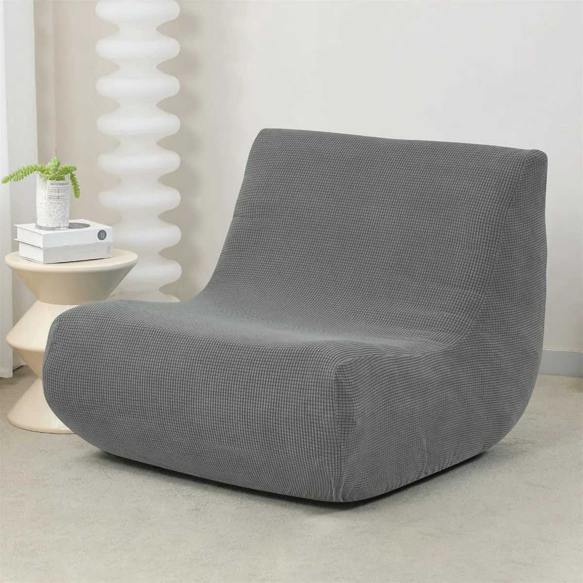 Mateju Copridivano Senza Braccioli Elasticizzato, Jacquard Pigro Copridivano Fodera per Sedia 1 Posti | Antiscivolo Sofa Protettore per Soggiorno Sedia Hotel Salotto -Grigio Scuro