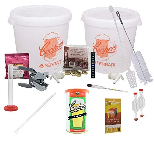 VIRSUS Kit Fermentazione Coopers ''Excellent'' per Birra Artigianale Fatta in Casa con 2 Contenitori + Malto European Lager