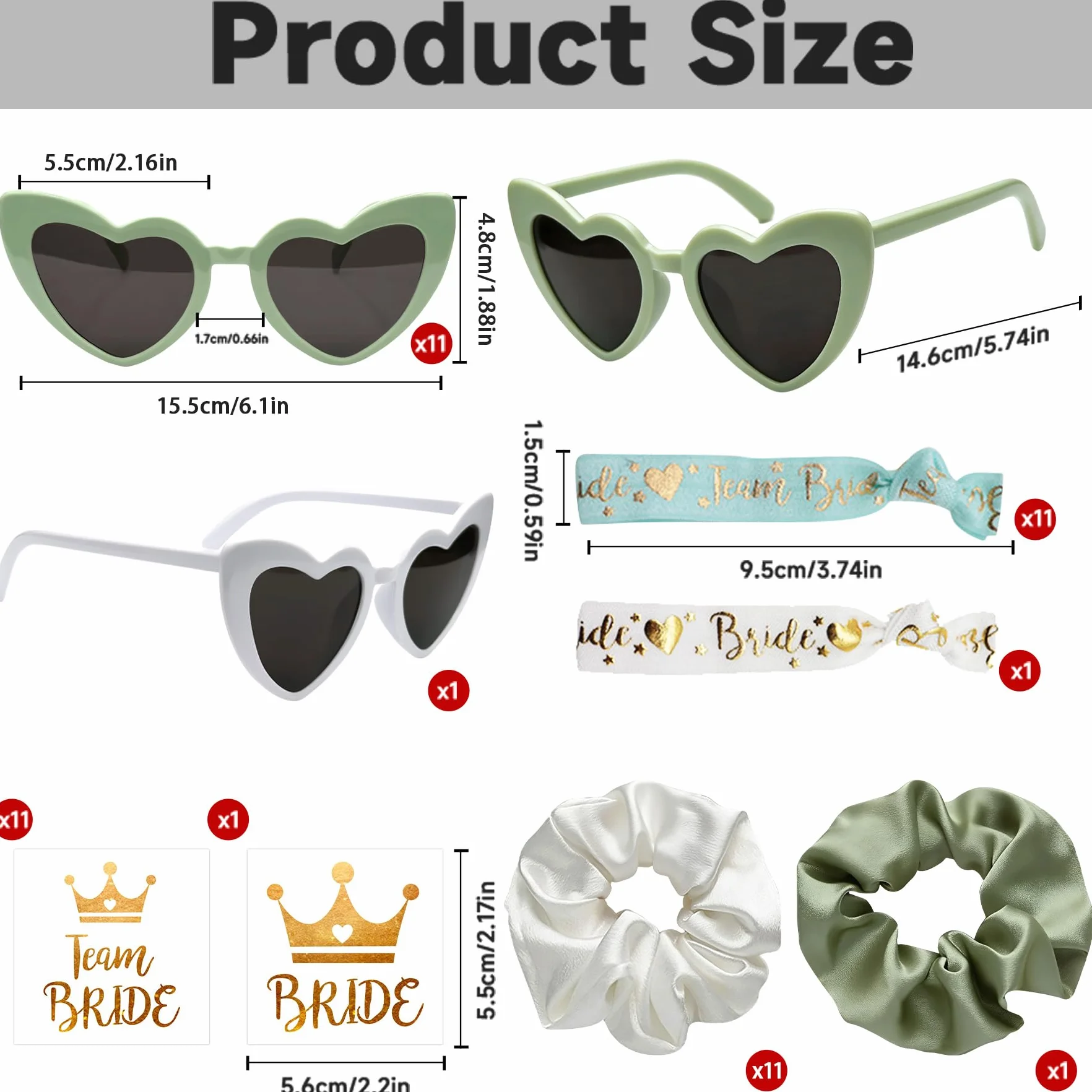 48 Pezzi Team Bride Set: Occhiali a Forma di Cuore, Braccialetti, Tatuaggi per Addio al Nubilato - Bride to Be Gadget