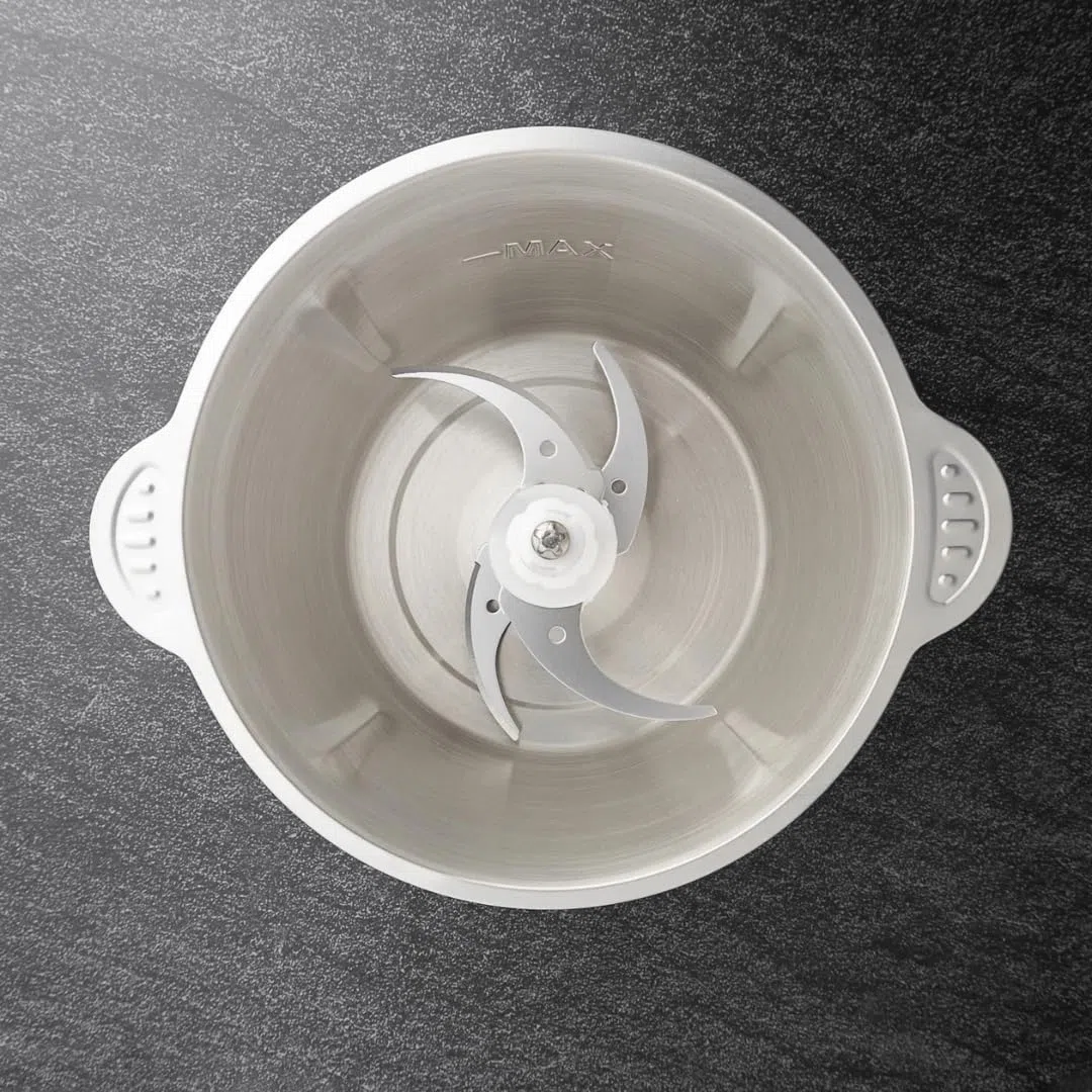 ROYALTY LINE, Tritatutto Multifunzione 300W RLMCE3003418, Ciotola in Acciaio Inox da 1,8 L, 2 Velocità, 4 Lame Affilate, Ideale per Carne, Verdura e Frutta, Facile da Pulire, Design ergonomico