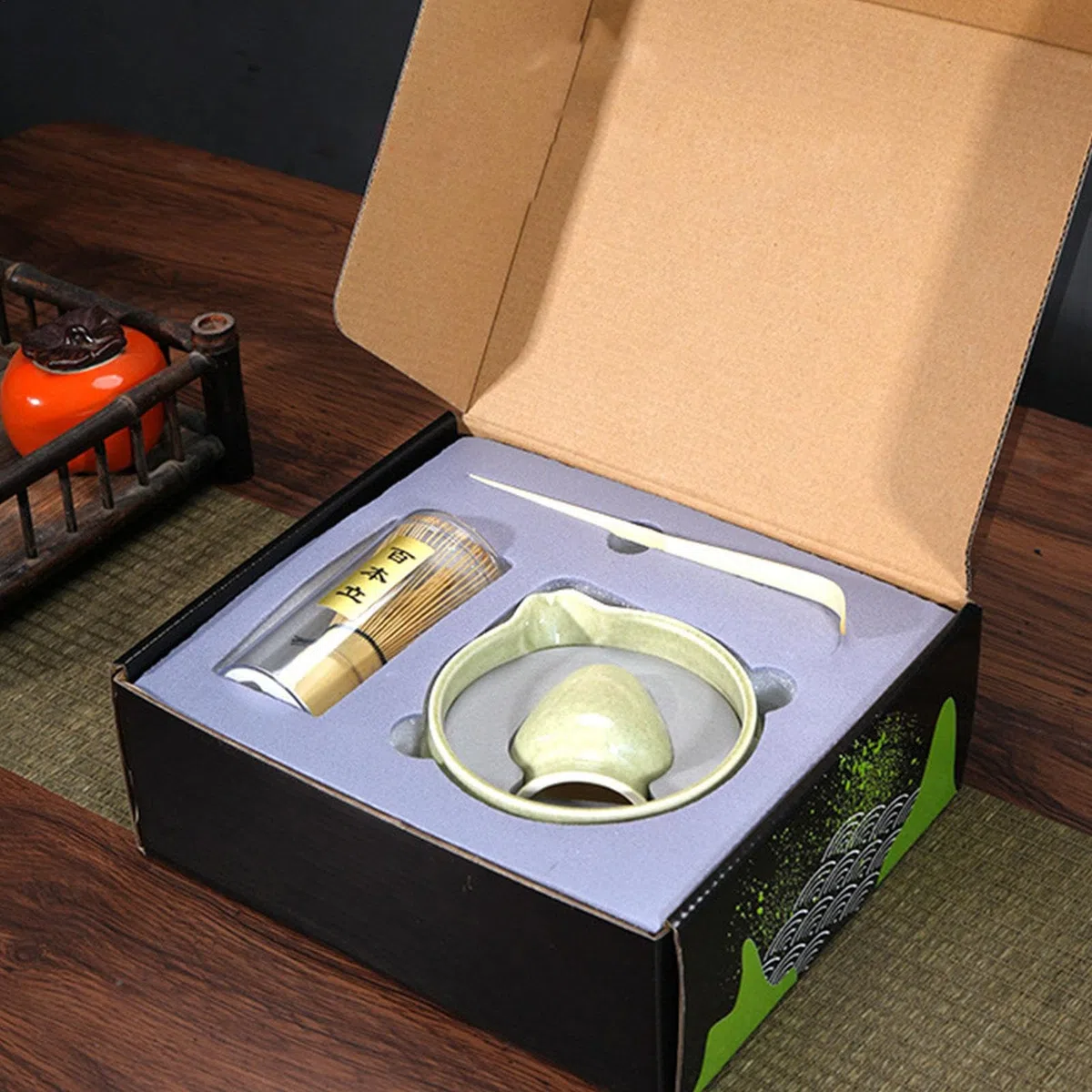 Kit Matcha in ceramica, set di palette per frusta Matcha | Set da tè Matcha da 5 pezzi,Robusto kit Matcha per gli amanti del Matcha, principianti, casa, campo, cucina, sala da pranzo, famiglia