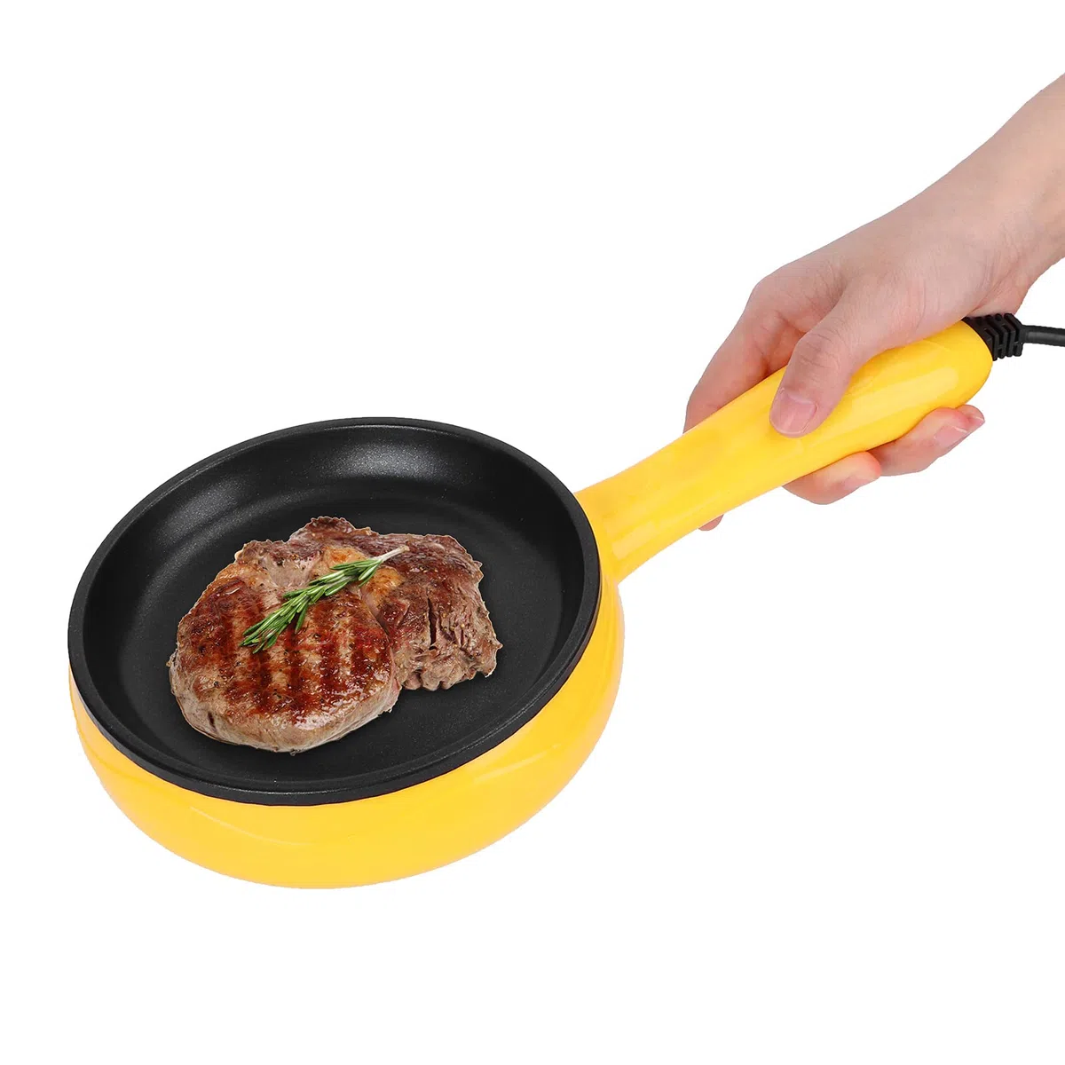Padella Antiaderente Mini Piccola Padella Fritta Con Spatola Di Legno Per Bistecca E Uova Fritte Domestica 350W Spina Europea 220V Pots