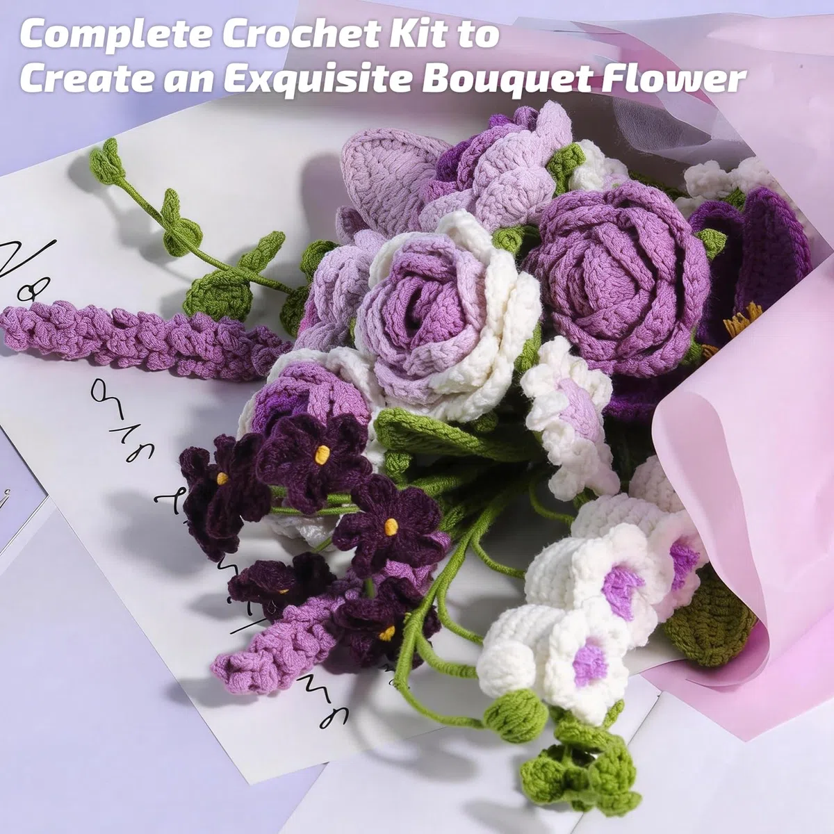 BoloShine Kit Uncinetto per Principianti, Rose e Bouquet Kit All'uncinetto Kit di Partenza con Video di Lstruzioni, Arredamento Creativo per la Casa, Regalo di Compleanno Ideale per Mamma e Sorelle