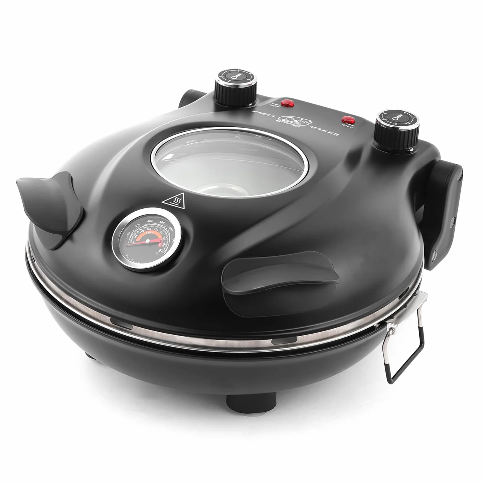 KLAIF Forno per Pizza Elettrico 420 °C, calore superiore e inferiore regolabili separatamente, pietra per pizza in ceramica da 31 cm, 1200 W, forno pizza compatto per casa, modello LM-nero