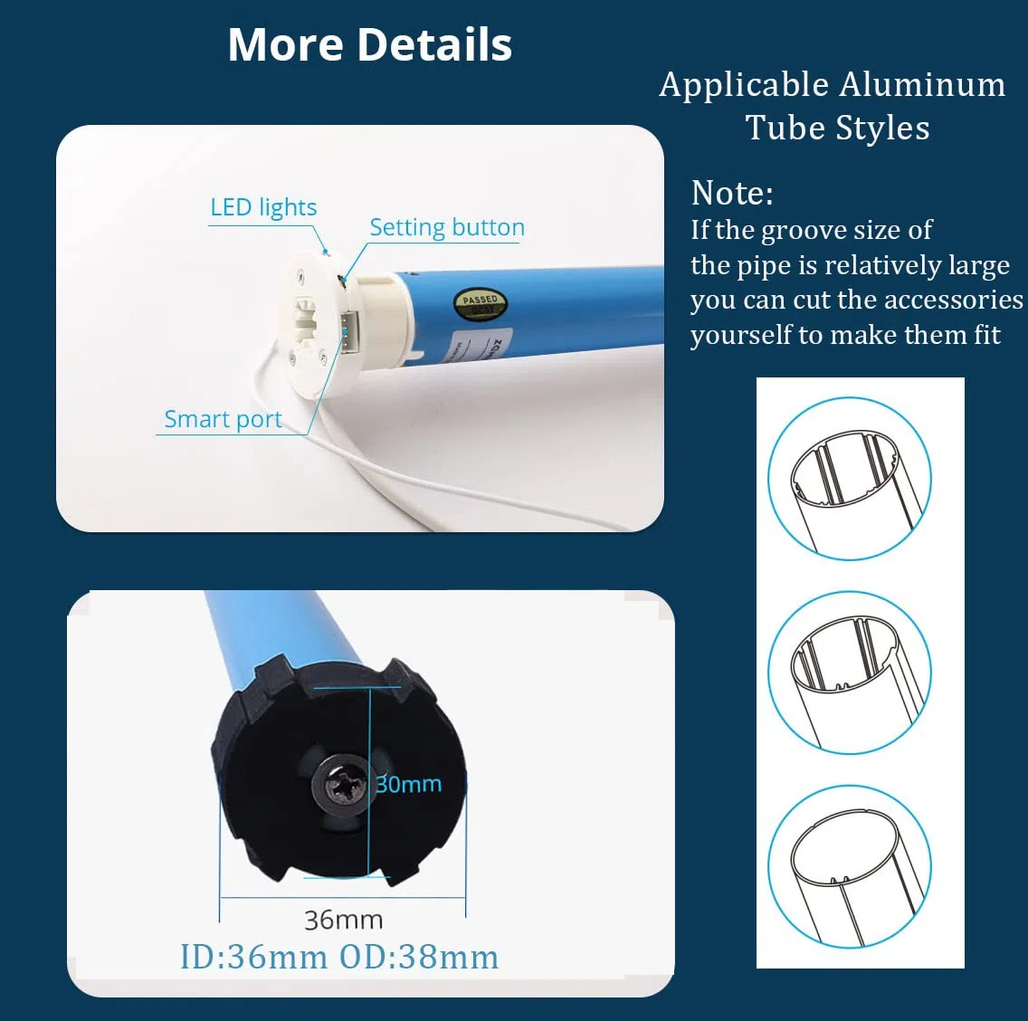 zemismart Kit motore tubolare per tende intelligenti fai da te Wifi, telecomando Echo Voice Tuya APP timer (per tubo da 38 mm, con telecomando a 6 canali)