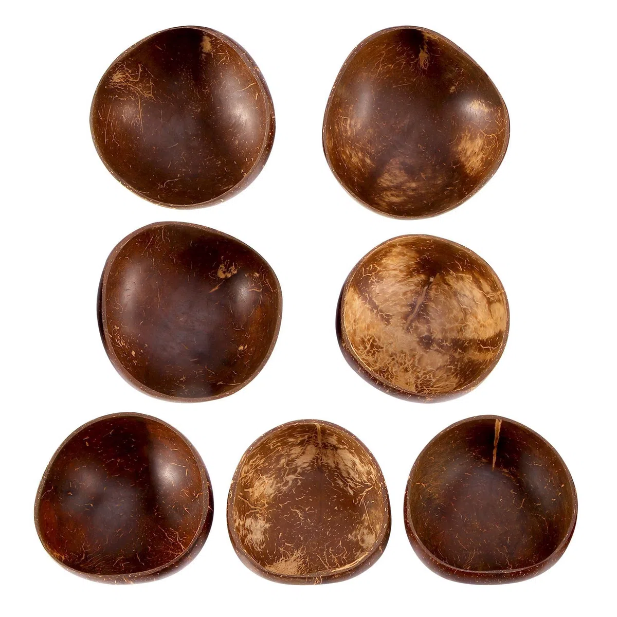 7 Pezzi 12-15 Cm Ciotola di Noci fatti a Mano Shell di Noci da in Legno Cucchiaio da Dessert Insalata di Frutta Ciotola di MeLange Ramen Ciotola