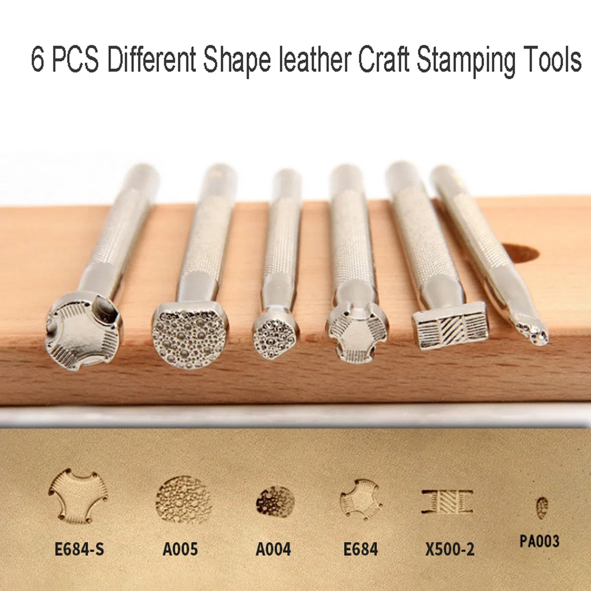 6 Pezzi Utensili per timbratura in Pelle,6 Diverse Forme di Strumenti per la Stampa in Pelle Utilizzato in Pelle, Borse, Portafogli, Cinture e pelletteria