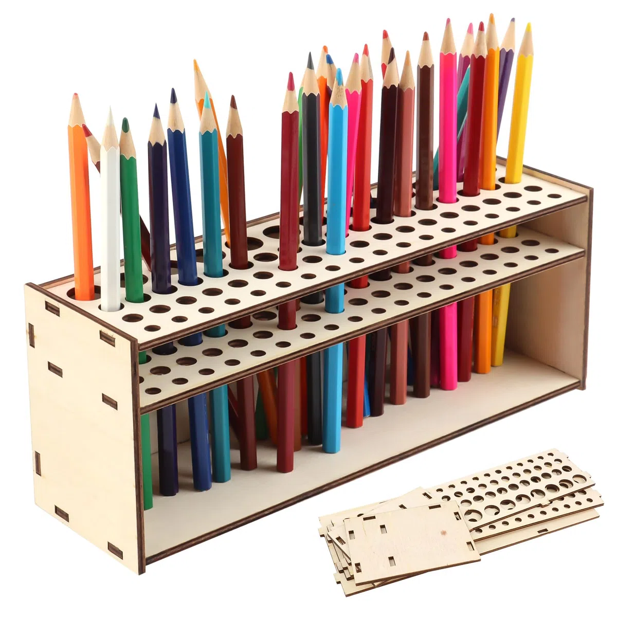 MXTIMWAN Porta Pennelli Pittura,67 Fori Portapennelli da Pittura,Supporto per pennelli in Legno Multi Foro,Supporto per pennelli per pittura in legno,Portapennelli Grande Capacità per lo Studio