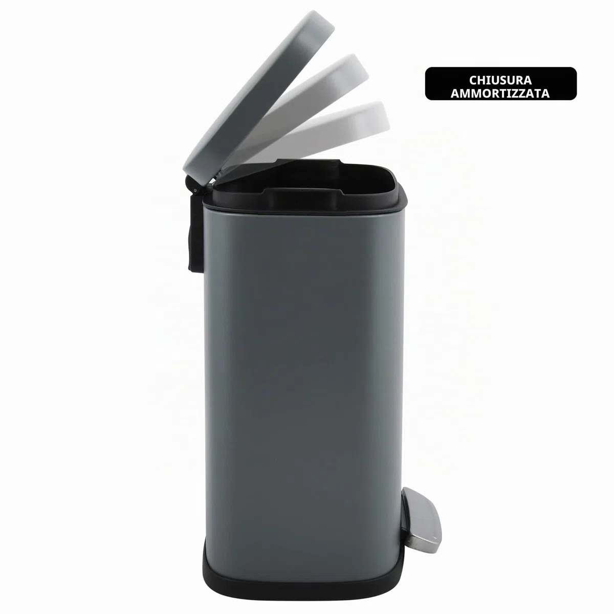Spirella - Cestino per Bagno a Pedale Modello Akira - Acciaio Inossidabile di Alta Qualità - Chiusura Silenziosa Easy-Close - Bianco Opaco - 5L - Accessori per il bagno