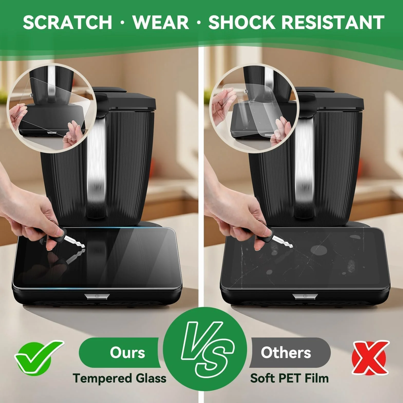 2 Pezzi Pellicola Prottetiva per Vorwerk Bimby TM7, Vetro Temperato 9H, Ultra Trasparente Pellicole Protettiva per Display TM7, Anti-Graffio, Anti-Impronta, Kit di Installazione Facile Incluso