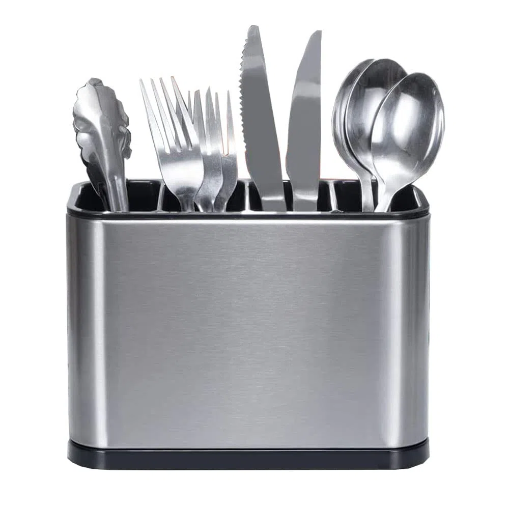 Portaposate Da Cucina, Scolaposate Da Lavello, Scolaposate Acciaio, Porta Posate da Tavola, 4 Scomparti, per Riporre Bacchette, Coltelli, Forchette, Ecc