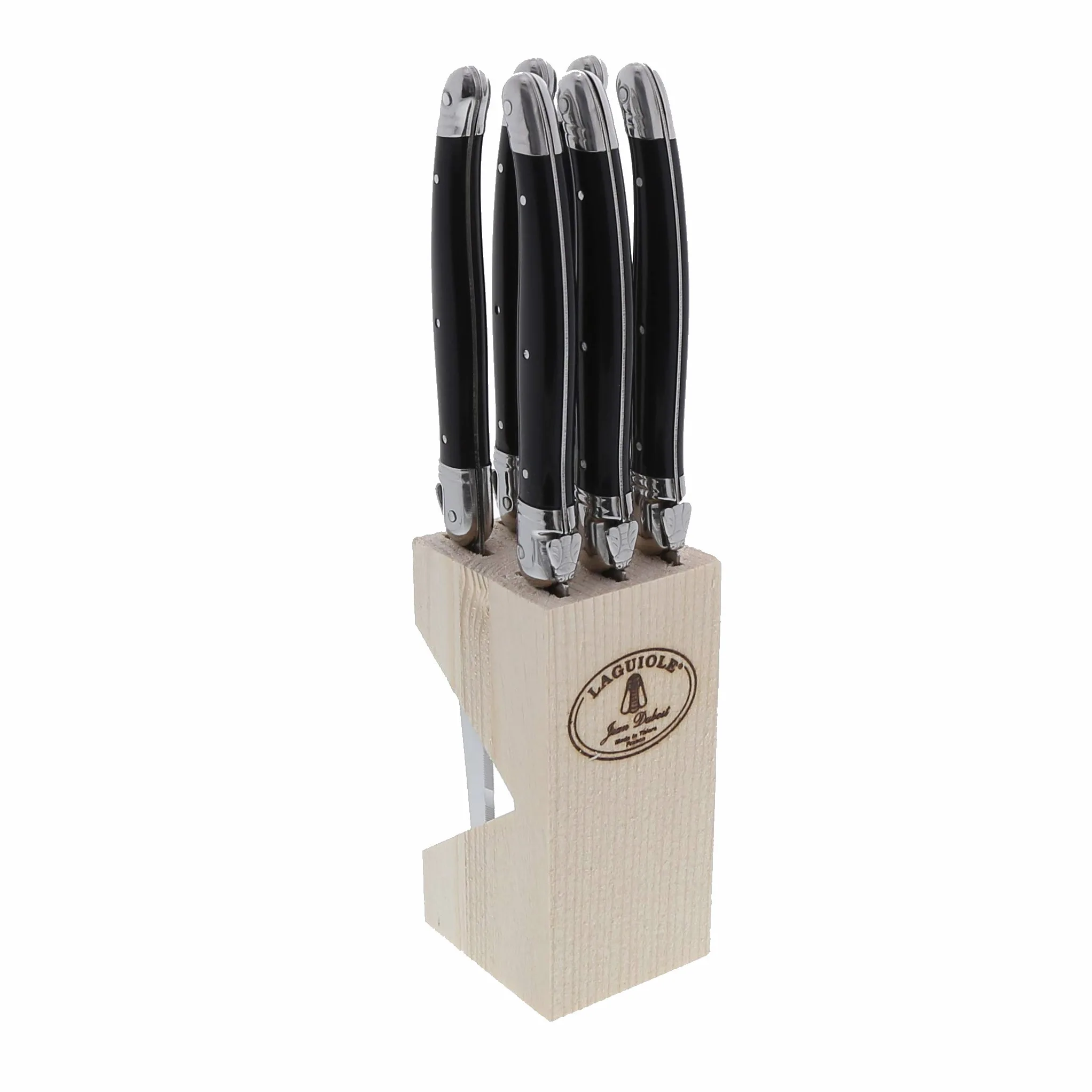 Laguiole - Set di 6 coltelli da 1,2 mm, manici in ABS nero
