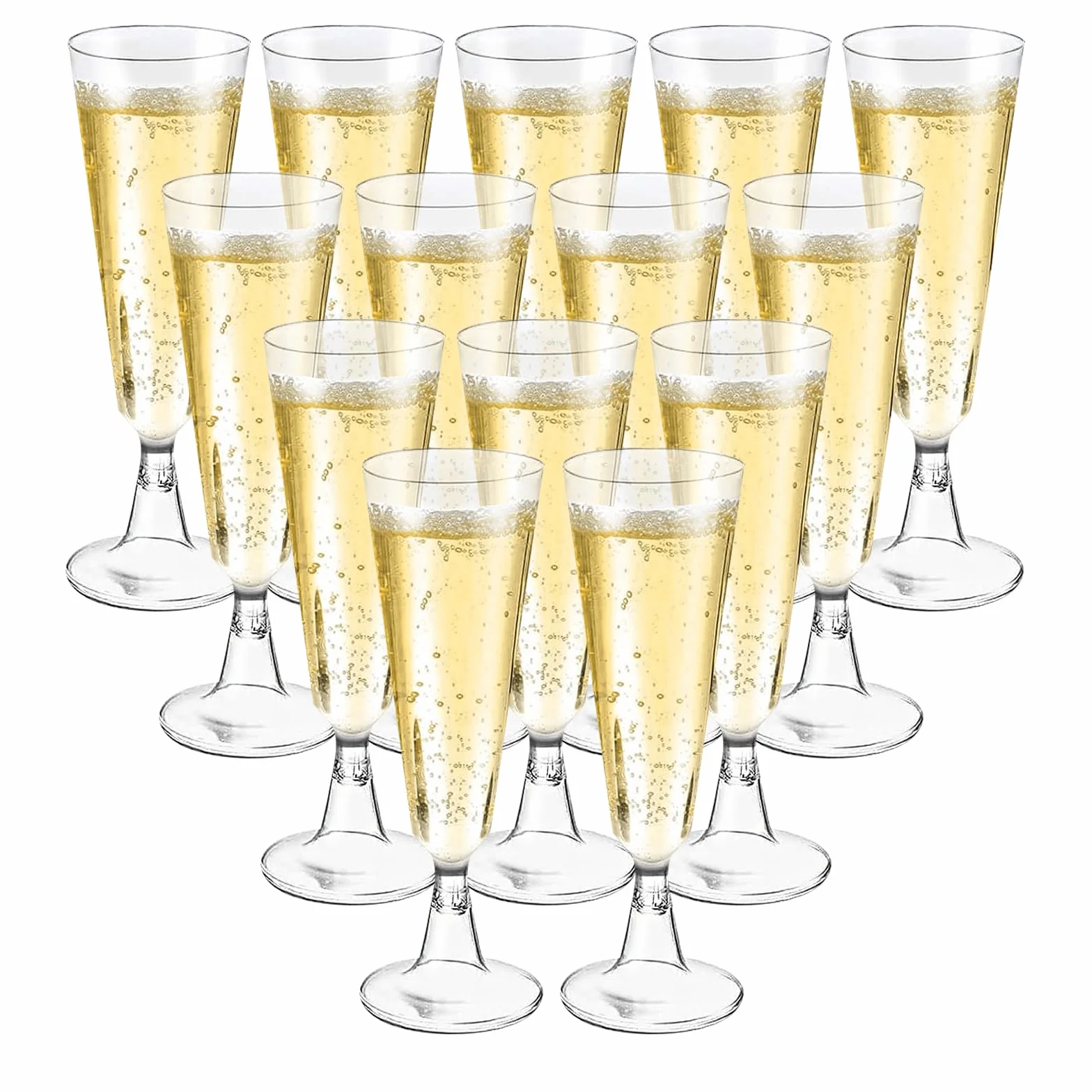 50 Pezzi Calici in Plastica, 160ml Flute Riutilizzabili Trasparente, Bicchieri Da Champagne, Calici Vino Per Feste, Matrimoni, Compleanni, Natalizi