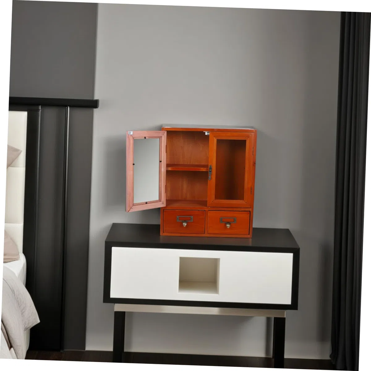 HEALLILY Mobiletto Portaoggetti in Legno da Parete Mobiletto Portaoggetti da Banco per Casa in Legno Contenitore Salvaspazio