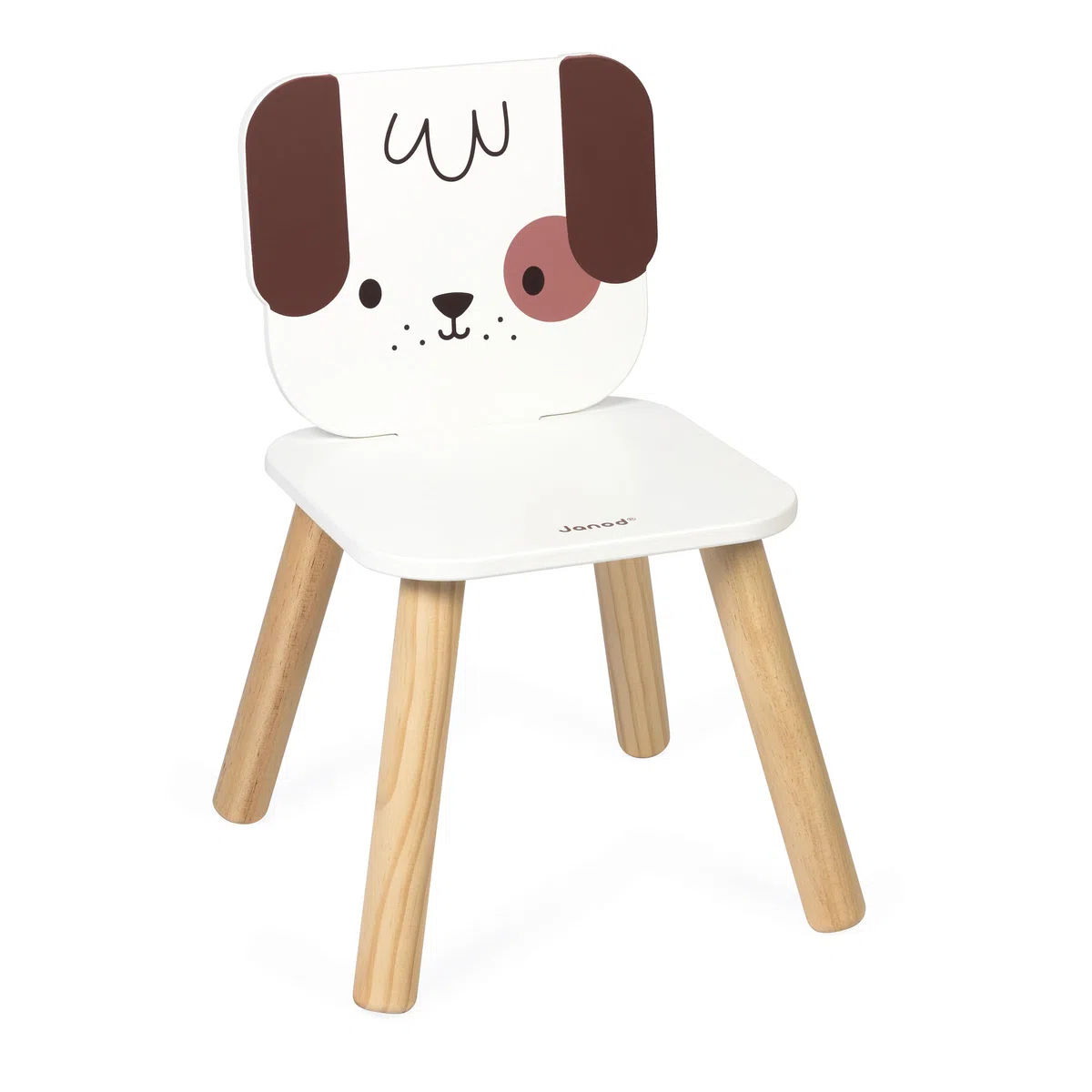 Janod - La mia prima sedia per bambini in legno dai 18 mesi - Tema cane - Appositamente progettata per i bambini - Dimensioni 32x32x47cm - Dai 18 mesi