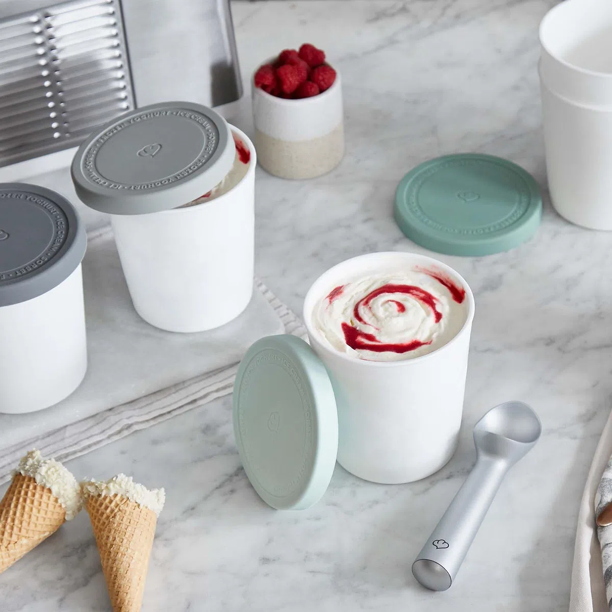 Set di Contenitori per Gelato da 2 Pezzi 1L, Contenitori Alimentari BPA-free, Contenitore Congelatore, Contenitore per Conservare