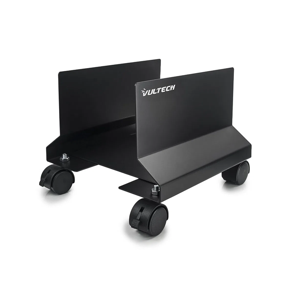 VulTech CP-01 Carrello Porta PC in Metallo, Supporto PC regolabile, 4 Ruote con freno, fino a 50kg di peso, Colore Nero