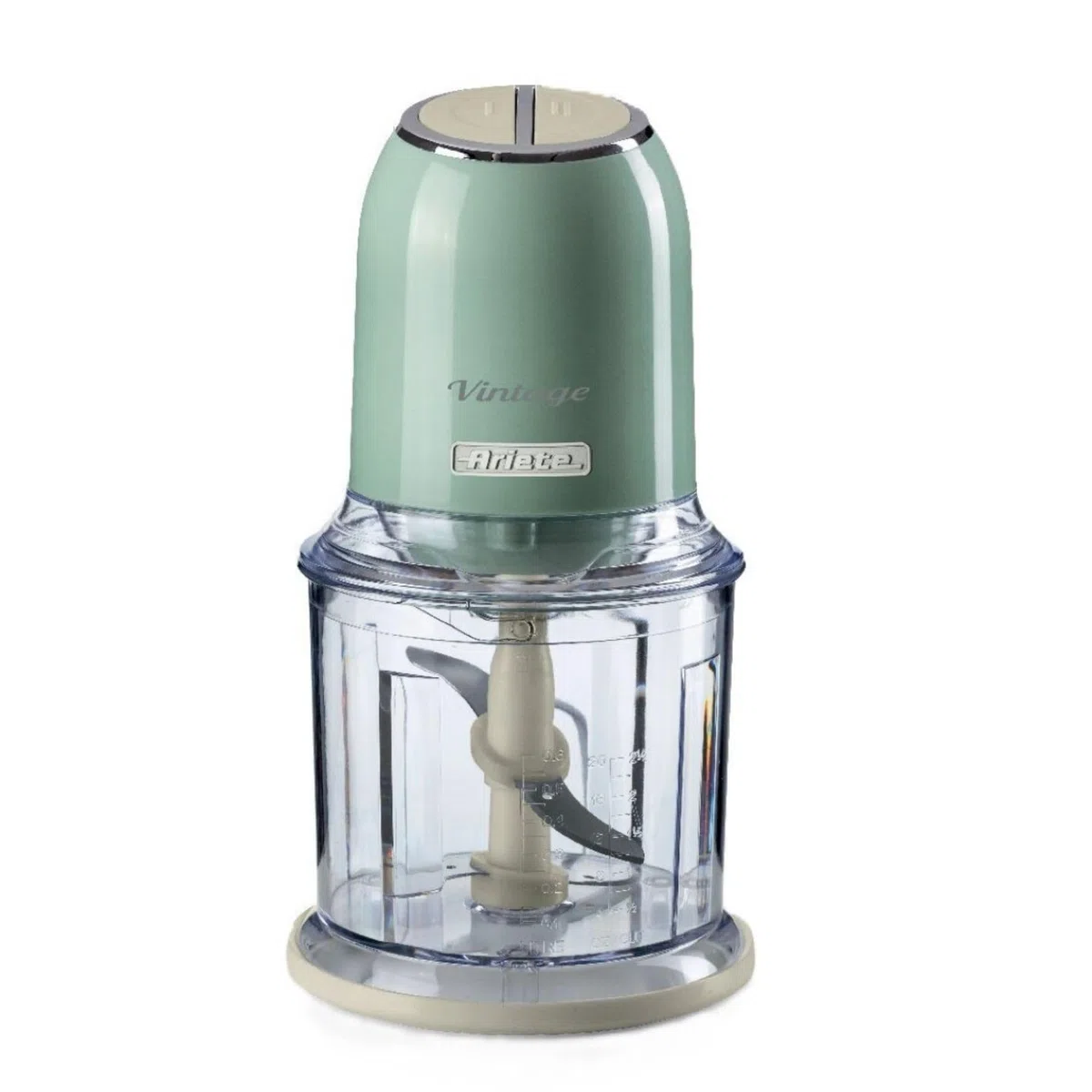 Ariete Tritatutto Vintage 438, Tritaverdure e Tritaghiaccio Elettrico con 2 Velocità, 4 Lame in Acciaio Inox, Piedini Antiscivolo, 600 ml, 400W, Verde