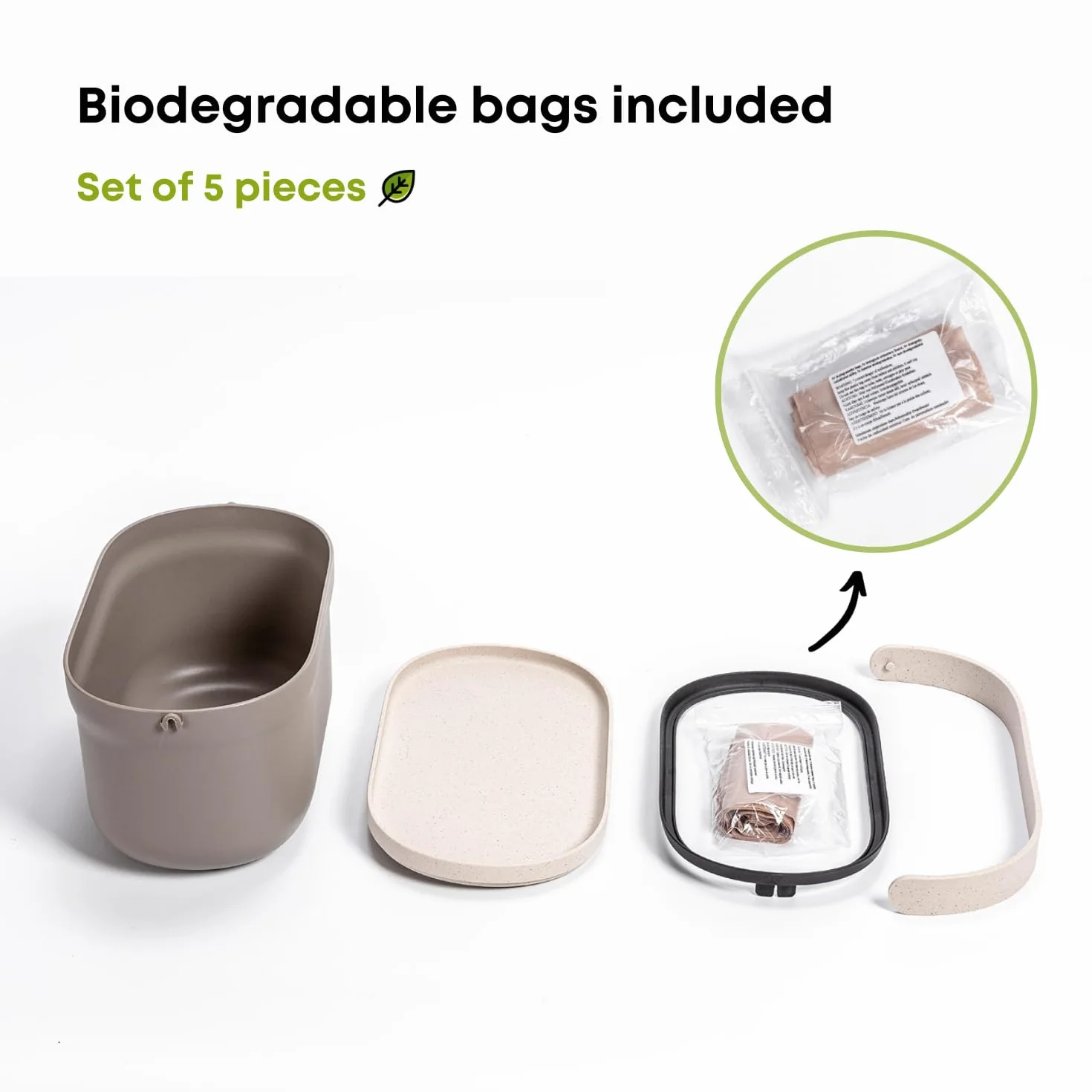 Urbalive Design, bidone della spazzatura biologico per la cucina, 4 litri, contenitore per compost con coperchio, piccolo contenitore per rifiuti organici quotidiani, lavabile in lavastoviglie,