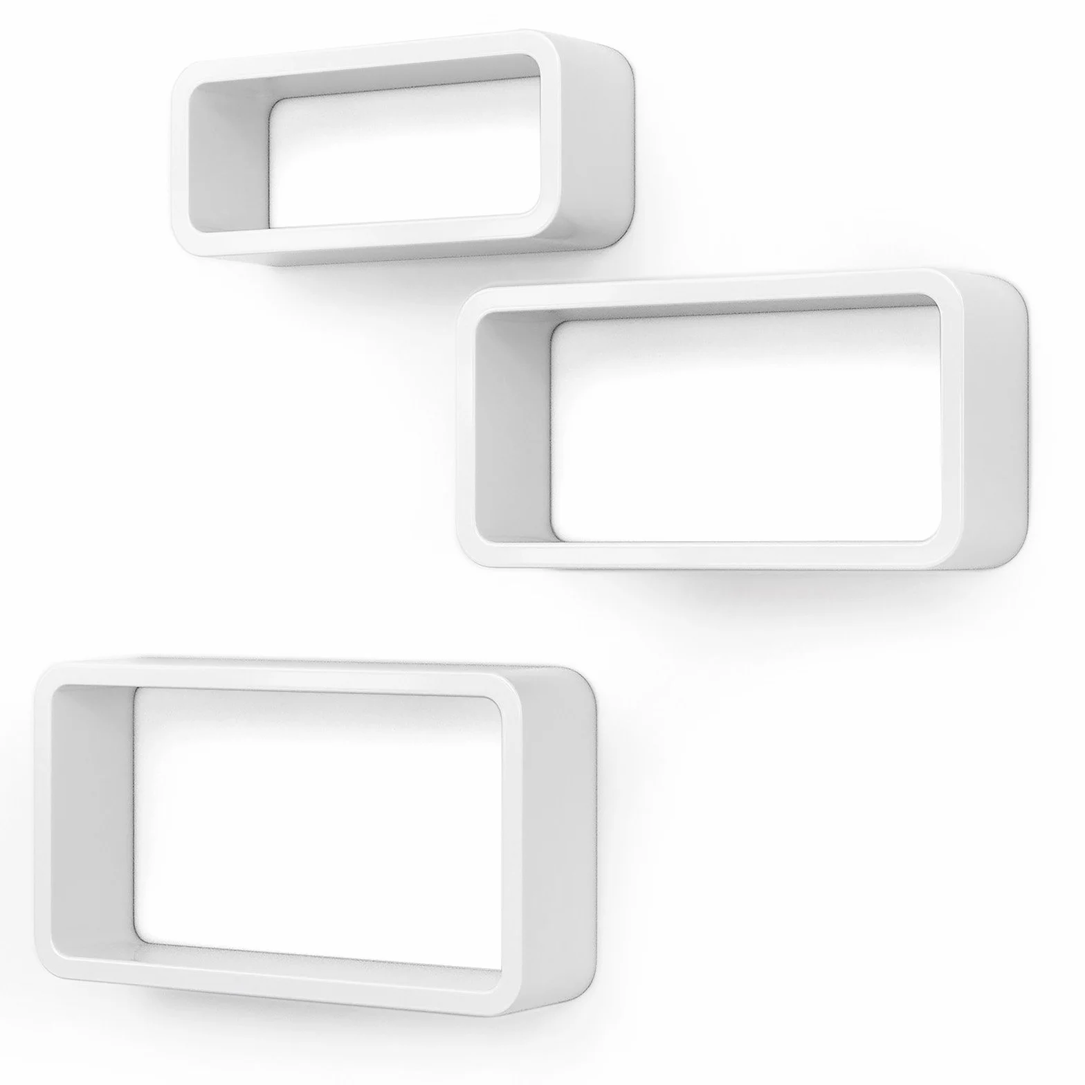 SONGMICS Set di 3 Mensole da Parete Scaffale Carico Massimo 15 kg MDF 44 39 34 cm Bianco LWS97W
