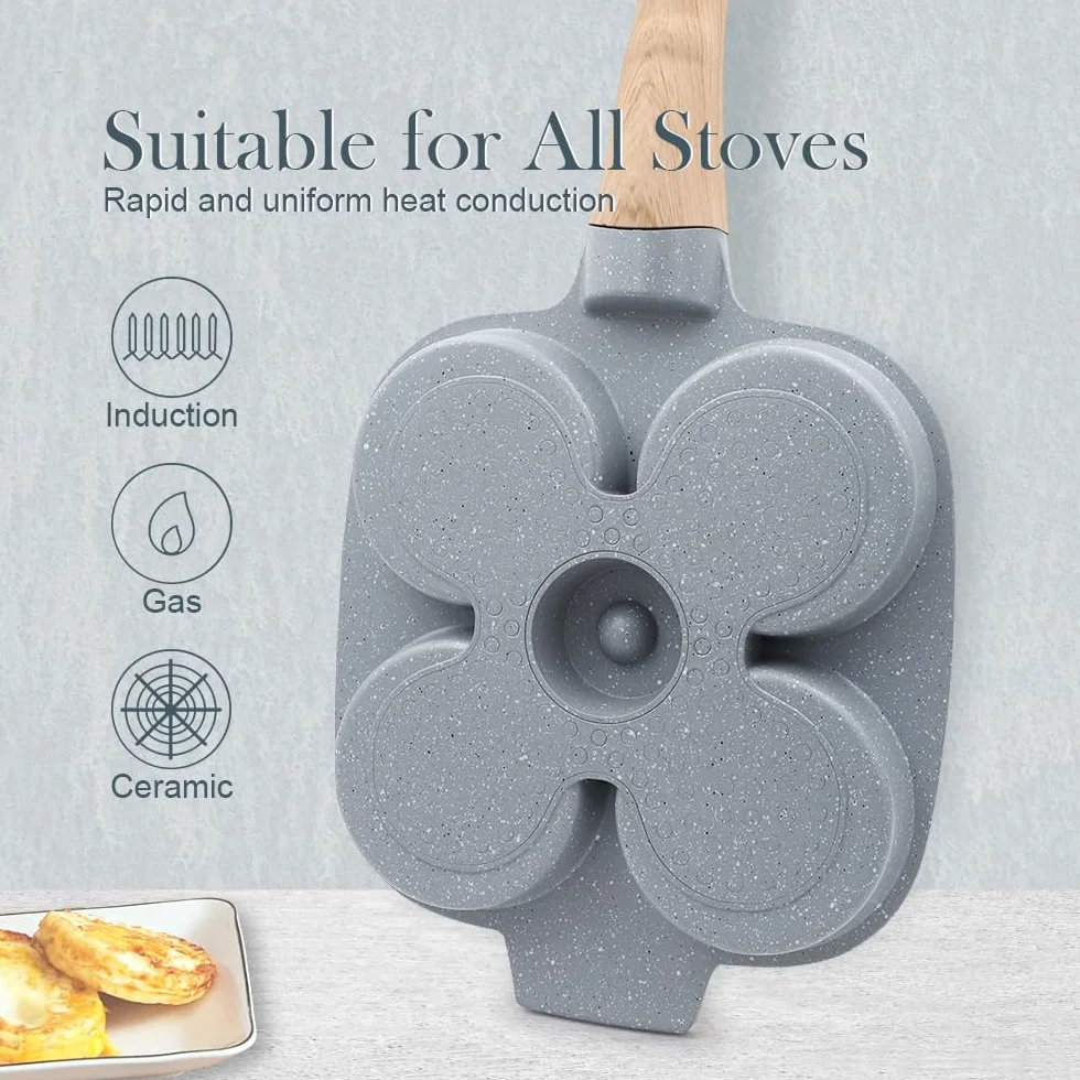 RANX INGST Padella Pancake con Rivestimento in Ceramica, Padella per Uova Fritte con Manico Rimovibile, Induzione Compatibile - Blu