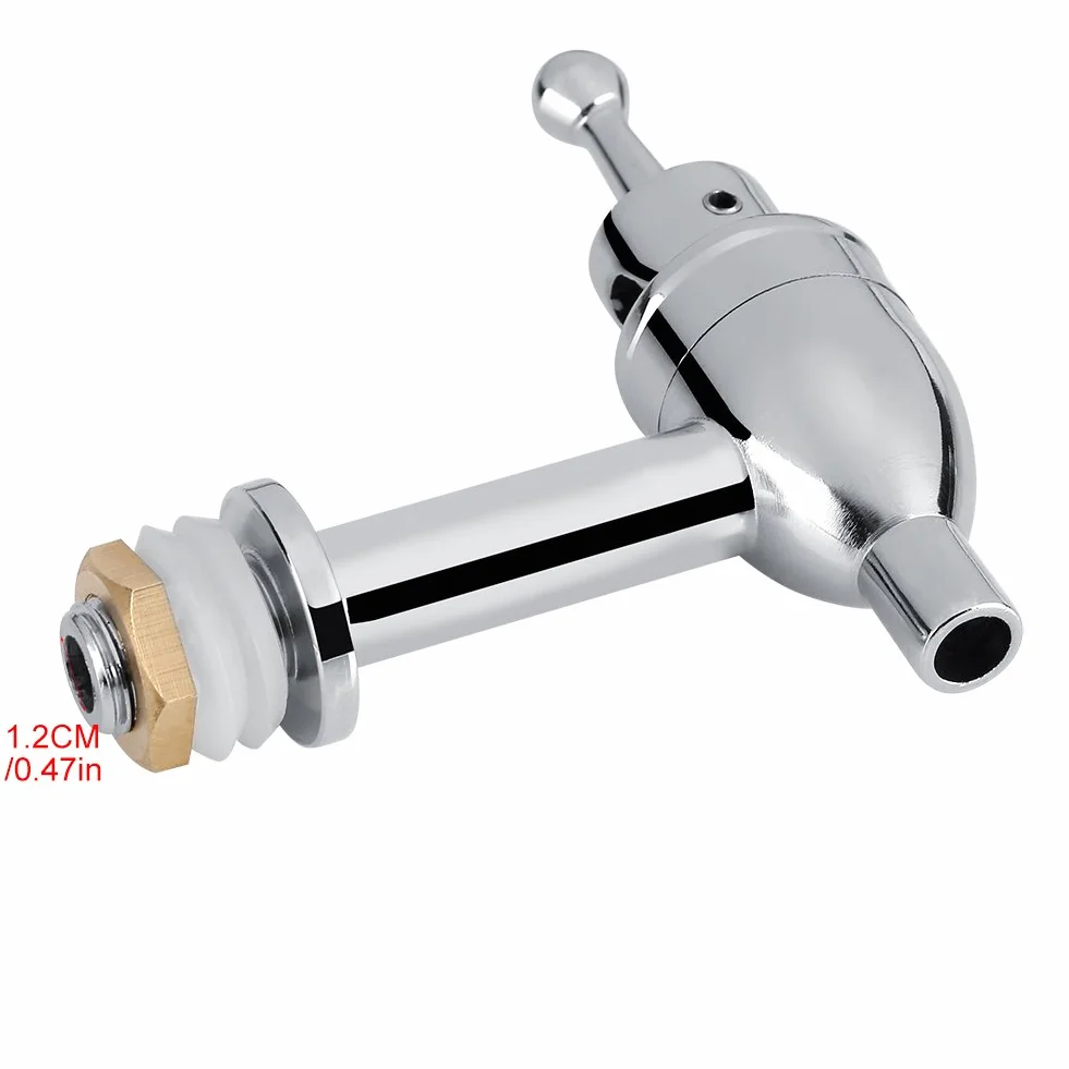 Fdit Vino Birra Rubinetto, Rubinetto di Ricambio per Erogatore di Bevande Succhi Botte di Vino per Uso Domestico e Feste (Chrome 12mm)