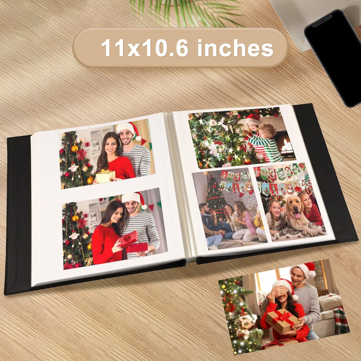 Album Fotografico Autoadesivo 28x27 CM in Lino Album Portafoto Personalizzabile Scrapbook Photo Album Fotolibro Ricordi Nascita Matrimonio Journal Travel Guest Book, 40 Pagine Rosso