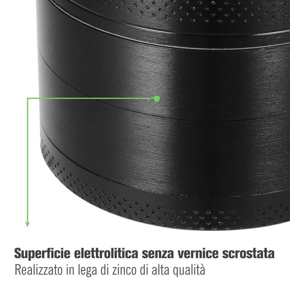 Anpro Grinder 55 mm Spezie Macina Tritino 4 Pezzi Spezie Grinder in Metallo con Setaccio per Polline, Coperchio Magnetico e Raschietto, Nero
