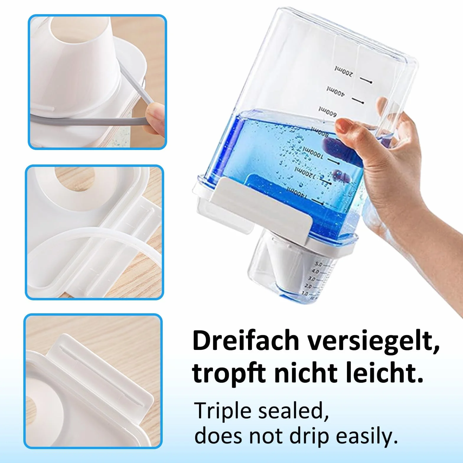 Contenitore per Detersivo, 2 pezzi 1800ml Dispenser Ermetico per Detersivi con Misurino, Scatola per Detersivi Multifunzionale,Scatola per Conservazione del Detersivo in Polvere, Per Polvere da Bucato