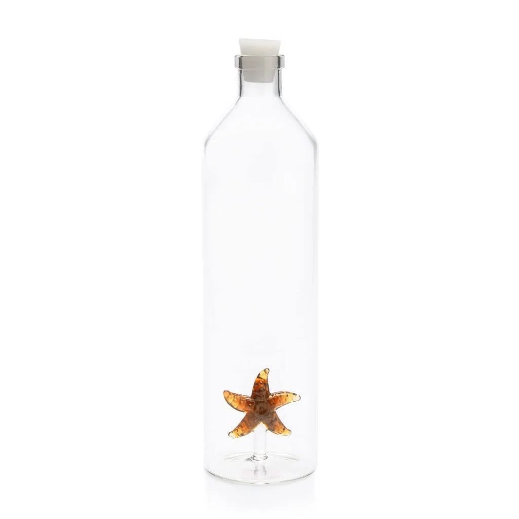 Balvi Bottiglia Atlantis Starfish Bottiglia da Acqua 1,2L Figura fissata all'Interno Tappo in Silicon