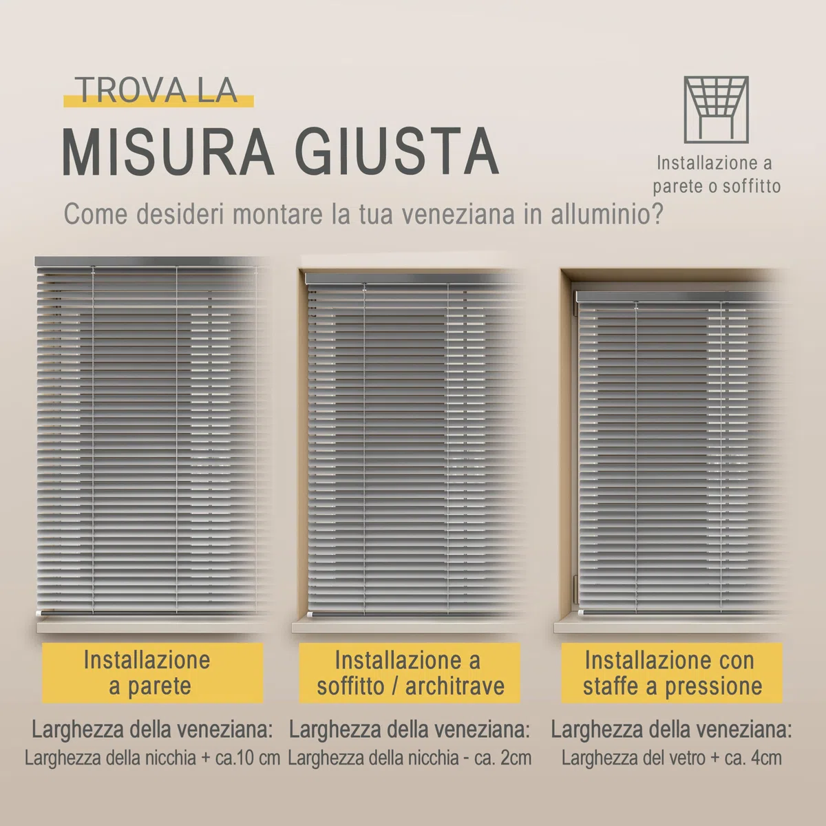 Sol Royal Tende veneziane in alluminio senza forature 60x175 cm incl. supporto a morsetto – Tenda veneziana in alluminio per finestre interne larghezza 60 cm, lamelle 25 mm – Argento opaco – JA2