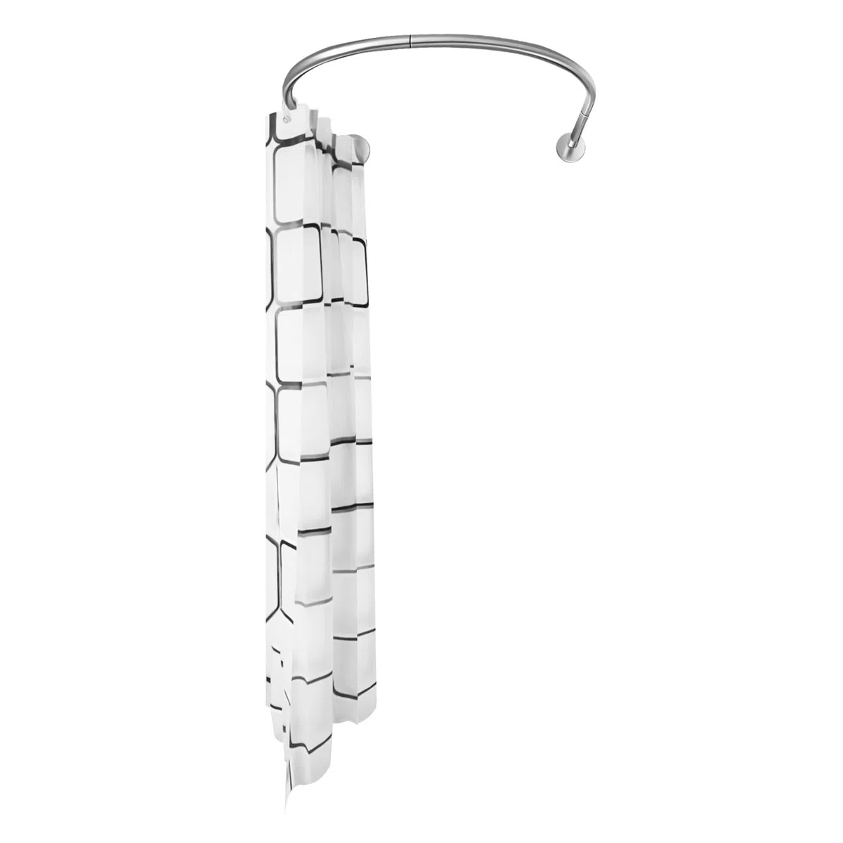 Asta per Tenda Doccia, Forma Rotonda a U, Barra per Tenda Doccia, Curva, Senza Foratura Regolabile in Acciaio Inox, Con Tende, Utilizzata in Bagni, Toilette, Spogliatoi, Finestre, Balconi, ecc