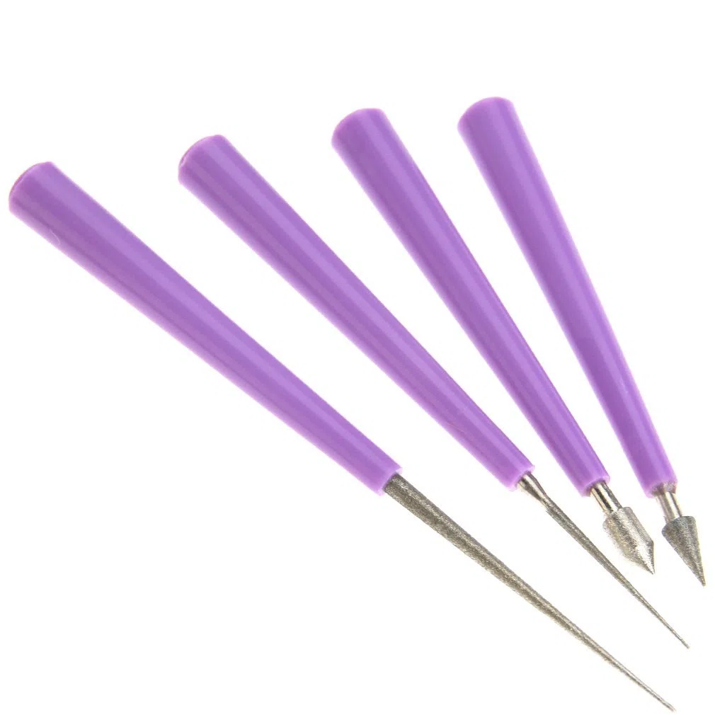 Strumenti con punta di diamante, per artigianato, creazione gioielli, alesatore per perline, per creare perle, per allargare fori, confezione da 4
