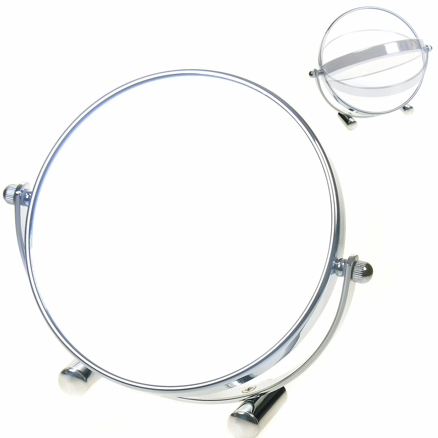 TUKA Specchio Cosmetico 10X Ingranditori, ø15,3 cm Doppia Faccia Specchi da Trucco Specchio da Tavolo cromato, 6" Specchio borsa per casa o viaggio, Specchio Bagno per Trucco e Rasatura, TKD3142-10x