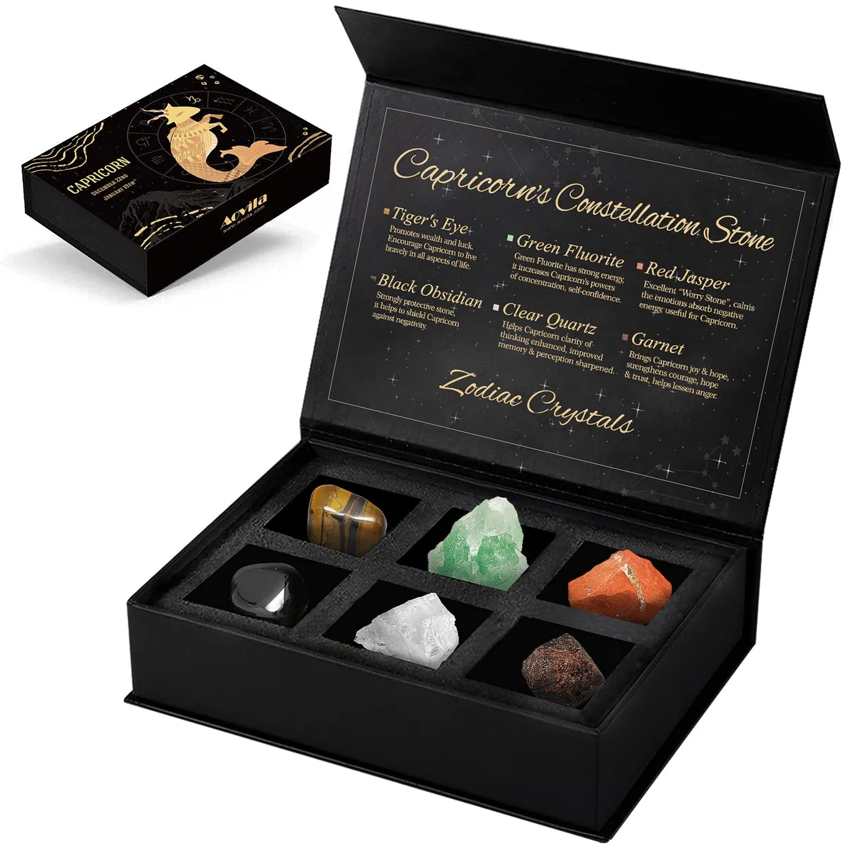 Aovila Regalo di Compleanno per Donna Cristallo Pietra Portafortuna Segno Zodiacale Capricorno Regalo Zodiaco Oroscopo Astrologia Regalo Anniversario San Valentino per Donna Mamma
