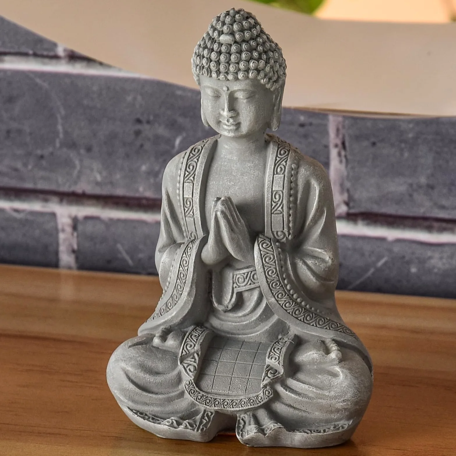 Zen'Light - Statuetta di Buddha meditazione 2, grigio pietra, SBM2