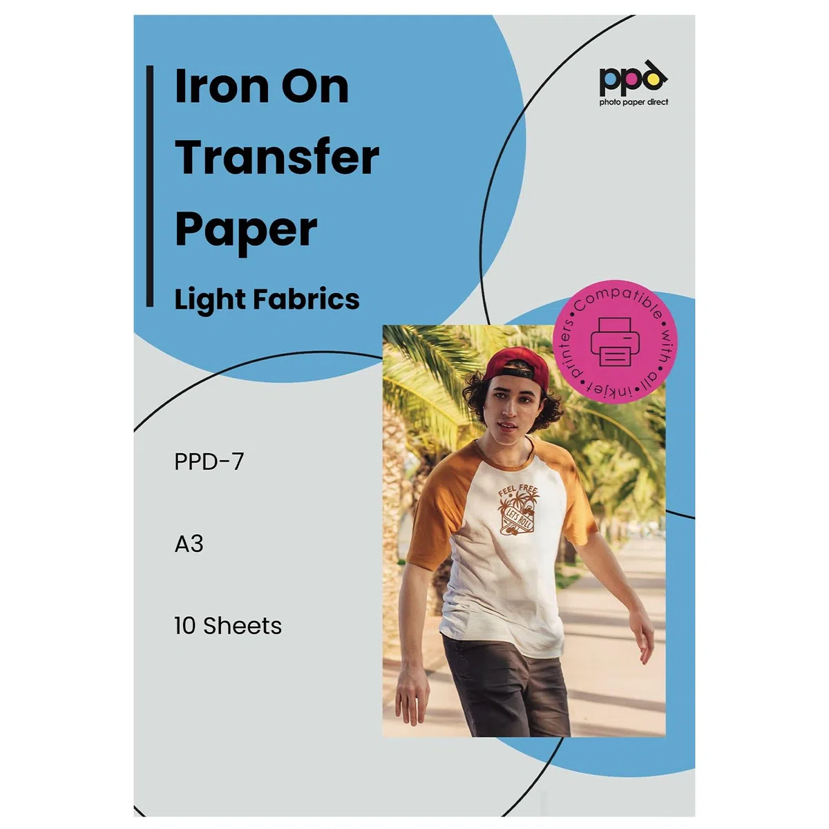PPD A3 10 Fogli Di Carta Trasferibile Termoadesiva Per Inkjet - T-Shirt E Tessuti Chiari - PPD-7-10