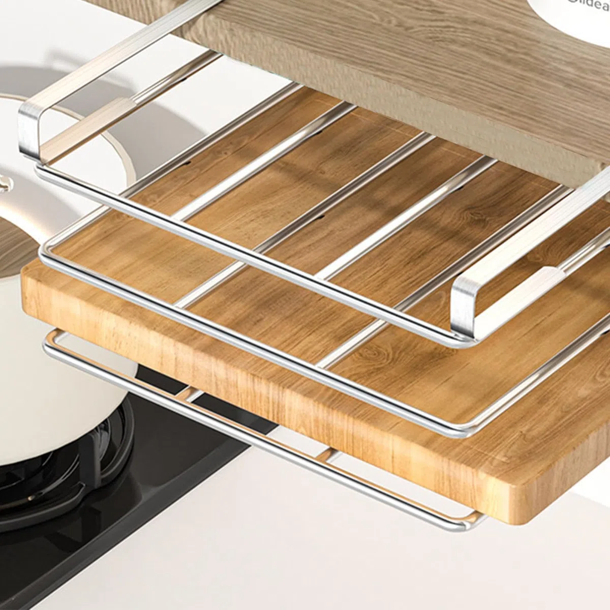 Scaffale per taglieri da cucina, organizer per mensole, salvaspazio, organizer per taglieri da parete, senza punzonatura, per cucina