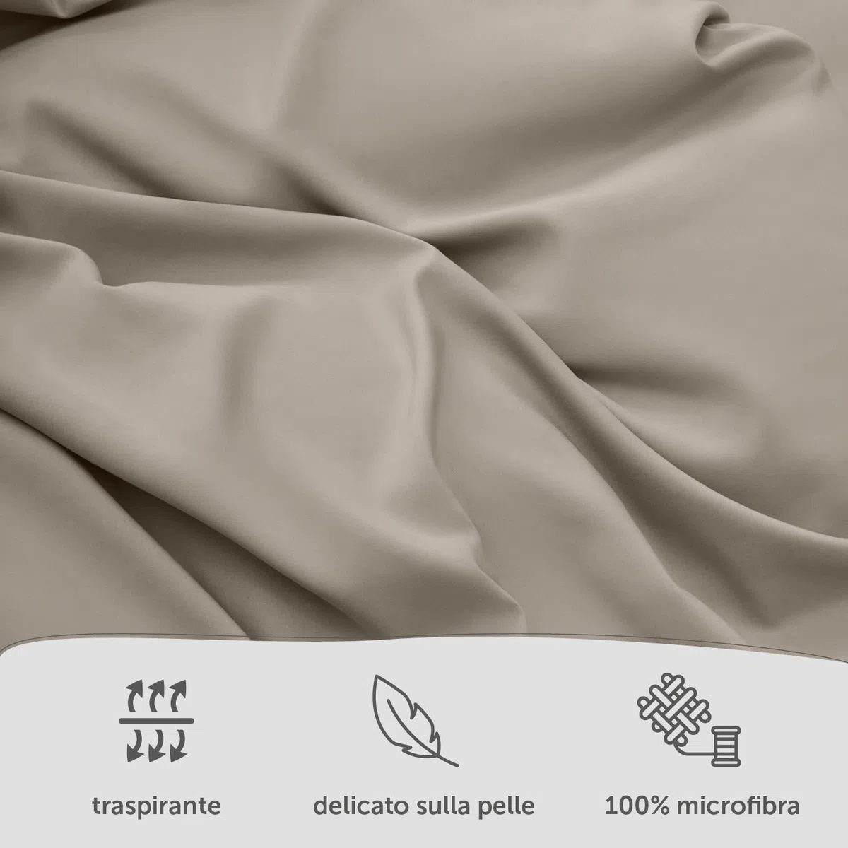 Blumtal Copripiumino Matrimoniale 250x200 e Federe 50x80 - Set di Lenzuola in microfibra extra morbida certificata Oeko-Tex, Set Copripiumino Matrimoniale con 2 Federe - 3 pezzi - Taupe