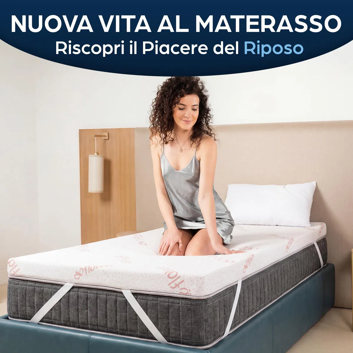 Topper Matrimoniale 160x190 in Foam per Materasso Correttore Alto 6 cm con Rivestimento Sfoderabile e Lavabile Futon Top per Letto e Divano Letto per Massimo Comfort e Sonno Migliore
